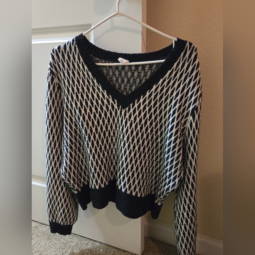 Blue and white sweater